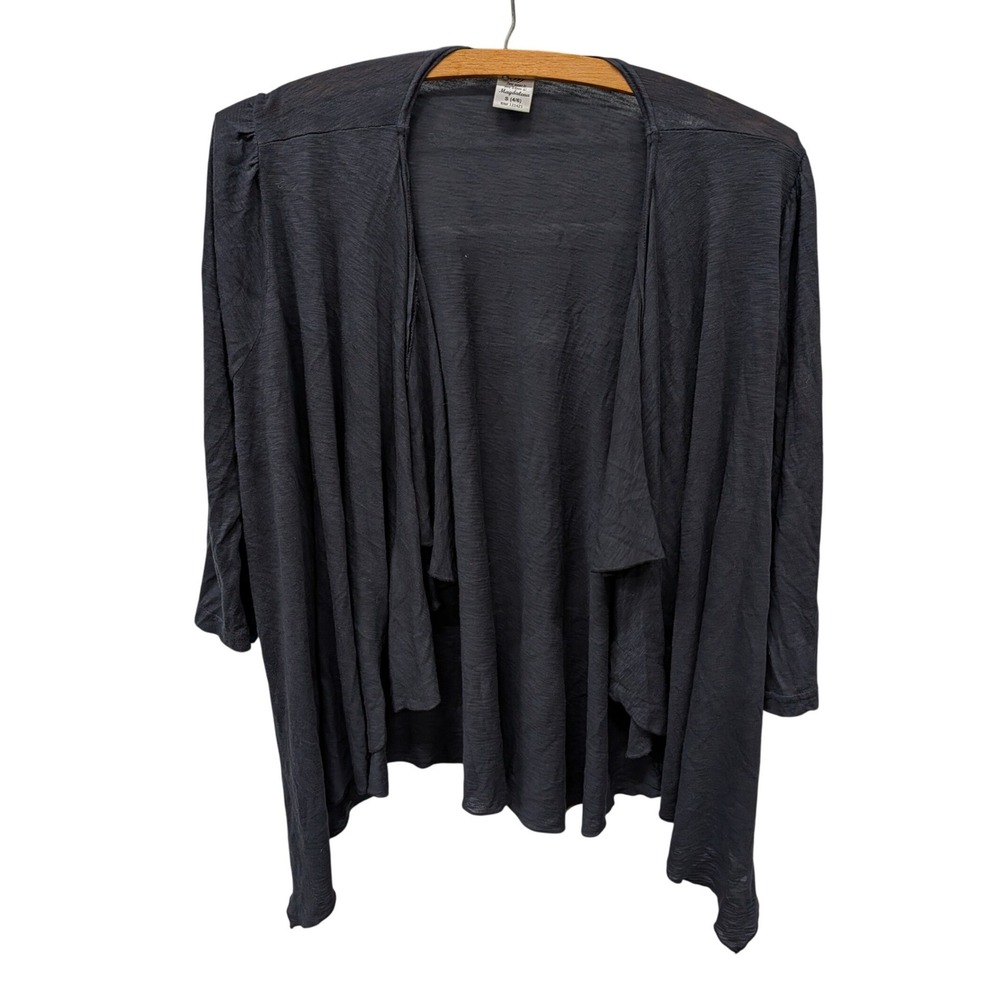 Magdalena Women's Black Open Front Draped Cardigan‎ Slub Knit Lagenlook- S